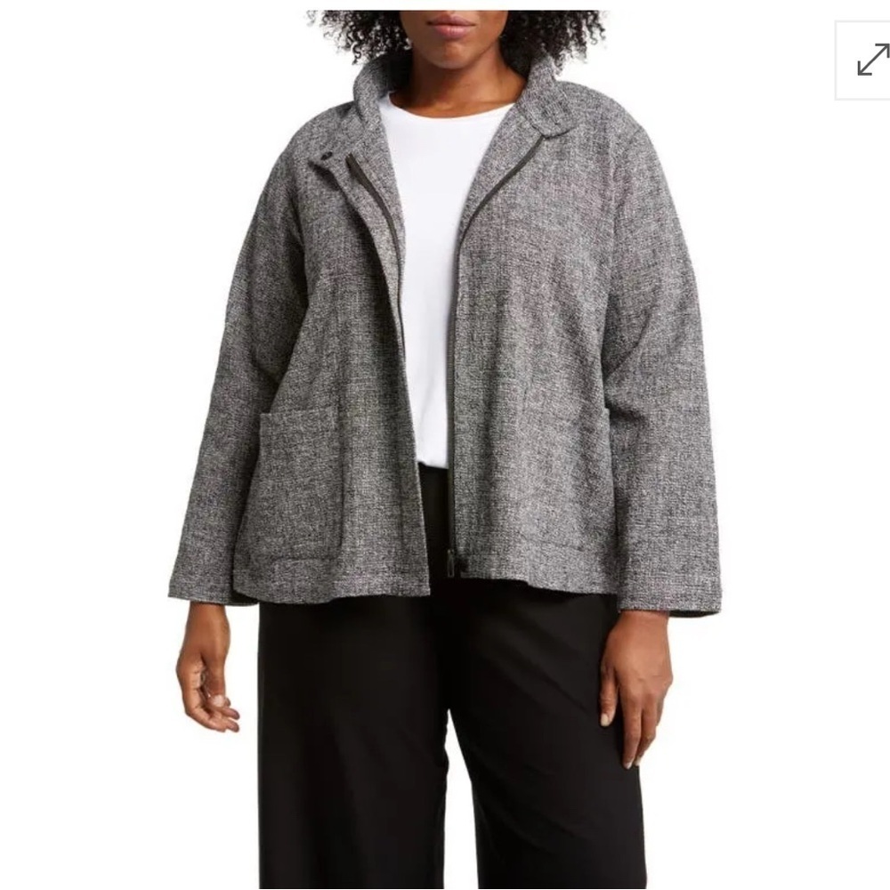 NWT $268 Eileen Fisher Stand Collar Organic Cotton Tweed Jacket 2X Plus